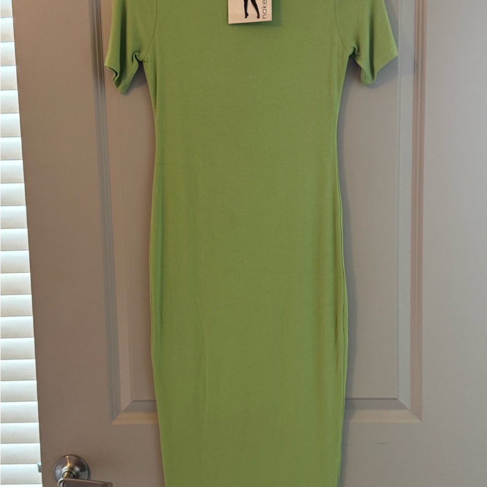Naked Wardrobe Elegant Green Midi Dress
